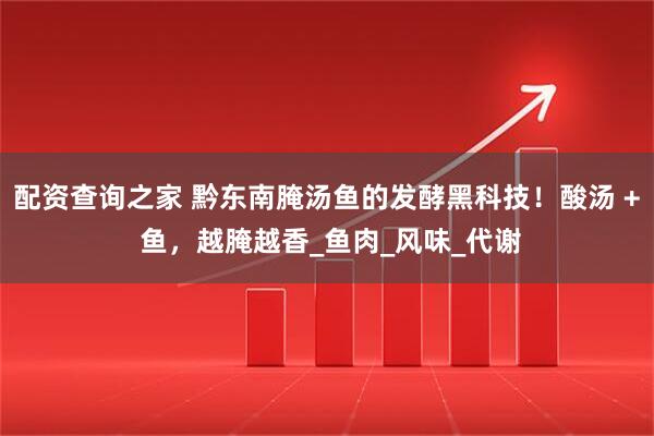 配资查询之家 黔东南腌汤鱼的发酵黑科技！酸汤 + 鱼，越腌越香_鱼肉_风味_代谢